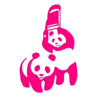 Funny Panda Fight Decal (Hot Pink)